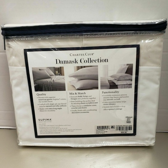 Charter Club Damask 100% Supima Cotton 550 Thread Count Bedskirt, Ivory, Twin - Picture 3 of 3
